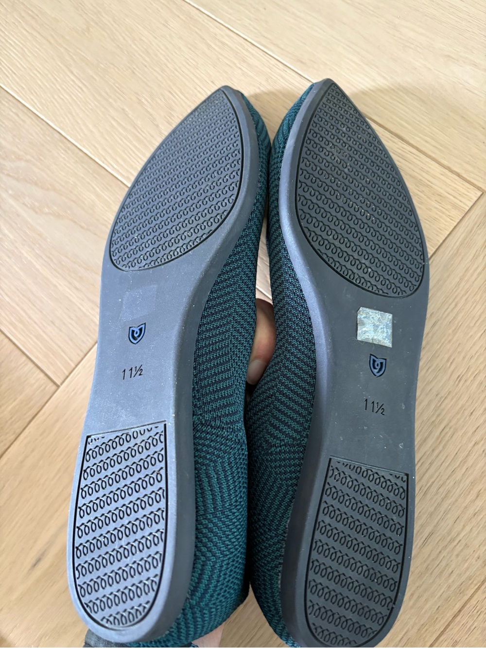 Rothy's Sz 11.5 The Point II Emerald Spruce Cedar Green Black Flats Retired - Picture 5 of 7